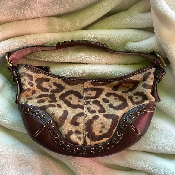 Vintage Coach Leopard Print Pony Hair Shoulder Bag - Picture 5 of 6